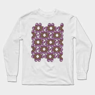 Purple and Olive Color Seamless Pattern Long Sleeve T-Shirt